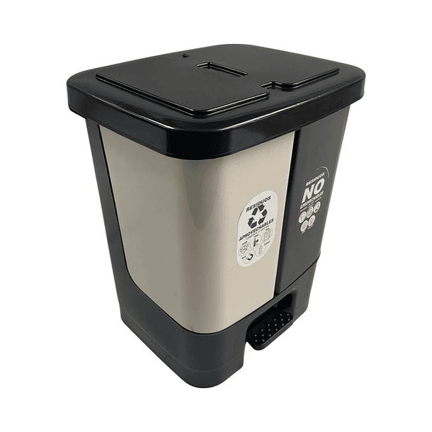 Caneca de basura / Papelera de Pedal Dual Blanco y Negra de 30 Litros 6