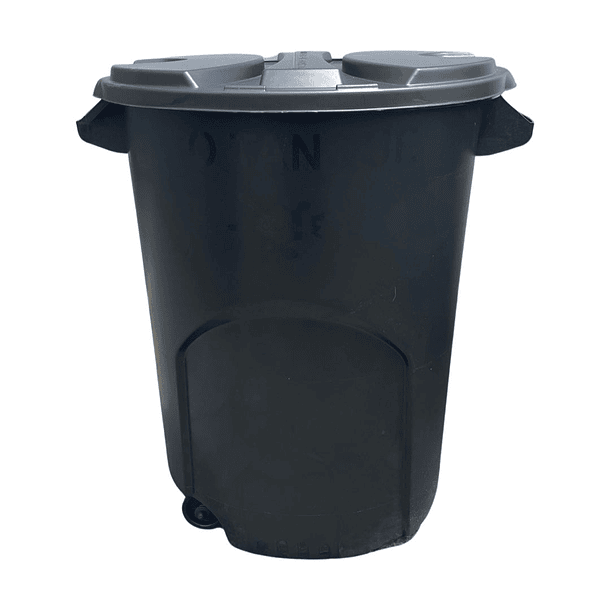 Caneca de basura negra / Tanque de agua negro de 120 litros con tapa y ruedas 1