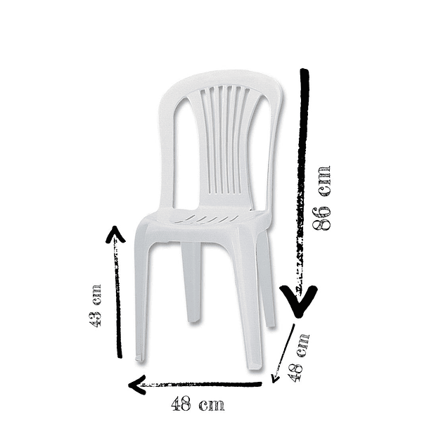 Silla Plástica sin Brazos Lima Blanca 3