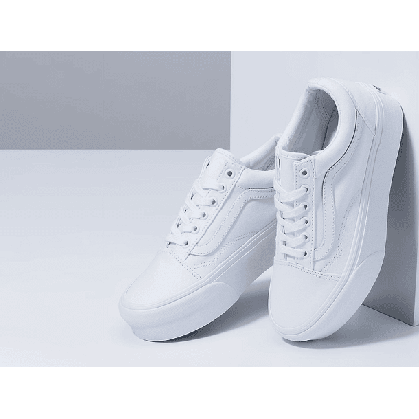 Zapatilla Vans Old Skool Stackform Mujer Mono Blanco 2