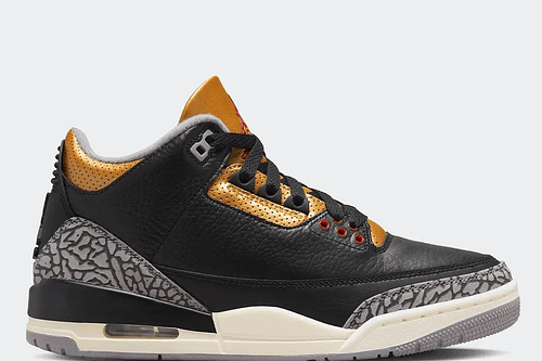 JORDAN 3 RETRO BLACK CEMENT GOLD - MUJER