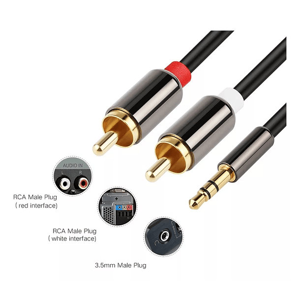 Cable Auxiliar Plus Jack 3.5mm A RCA Stereo