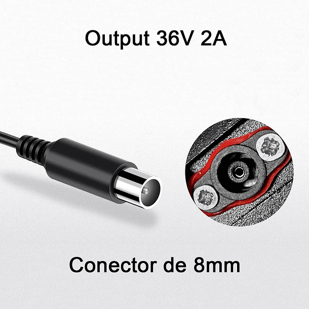 Cargador Para Scooter Eléctrico 36v 2a Conector De 8mm