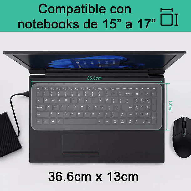 Protector Teclado Notebook Membrana Silicona Transparente 15.6