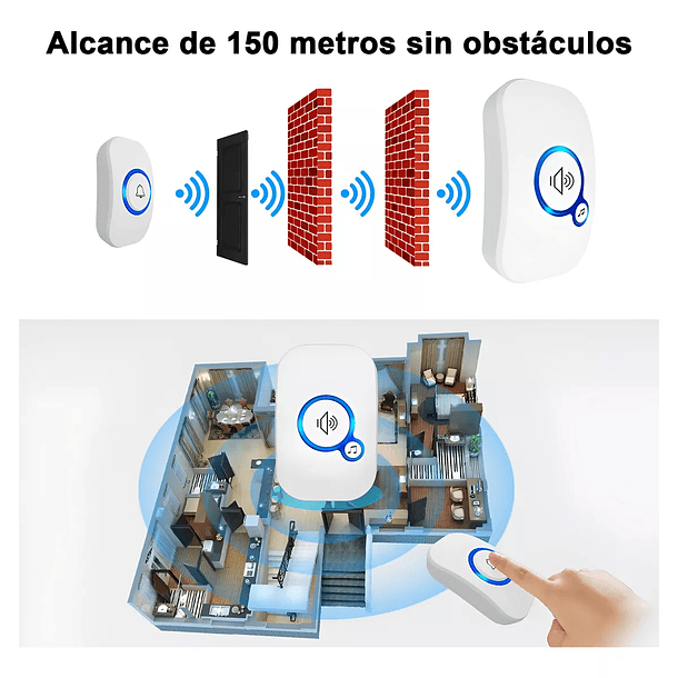 Timbre Inalámbrico Exterior Portátil Para Puerta Casa 220v 5