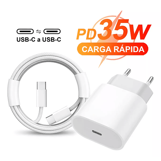 Cargador Teléfono Celular Cable Tipo C Usb C Rápido 35w PD