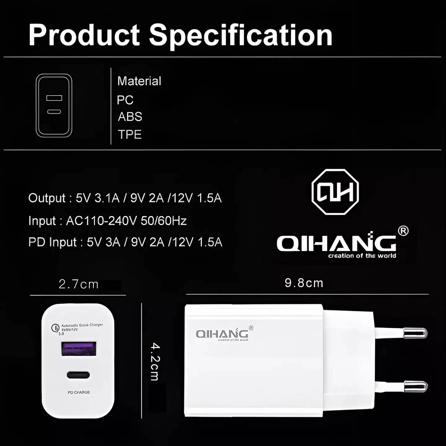 Cargador Celular Tipo C Usb C + Usb 20w Pd Z47 4