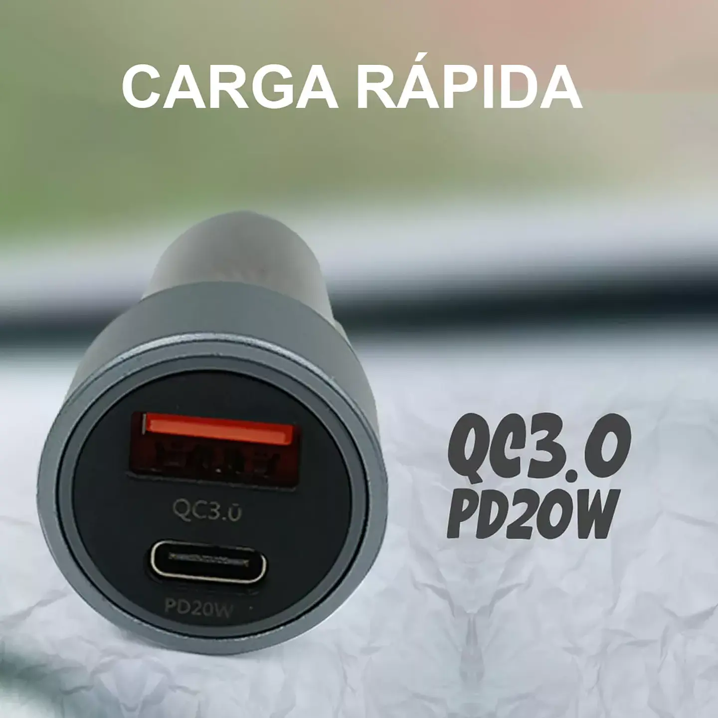 Cargador De Teléfono Celular Auto Tipo C Y Usb 3