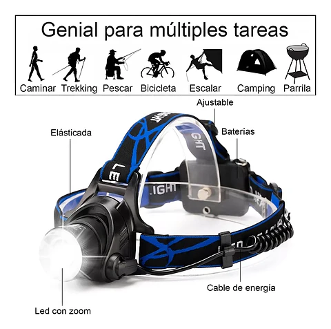 Linterna Cabeza Foco Led Frontal Cintillo Minero Caza
