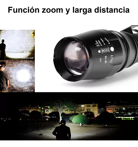 Linterna Led Táctica Zoom Potente Recargable Largo Alcance