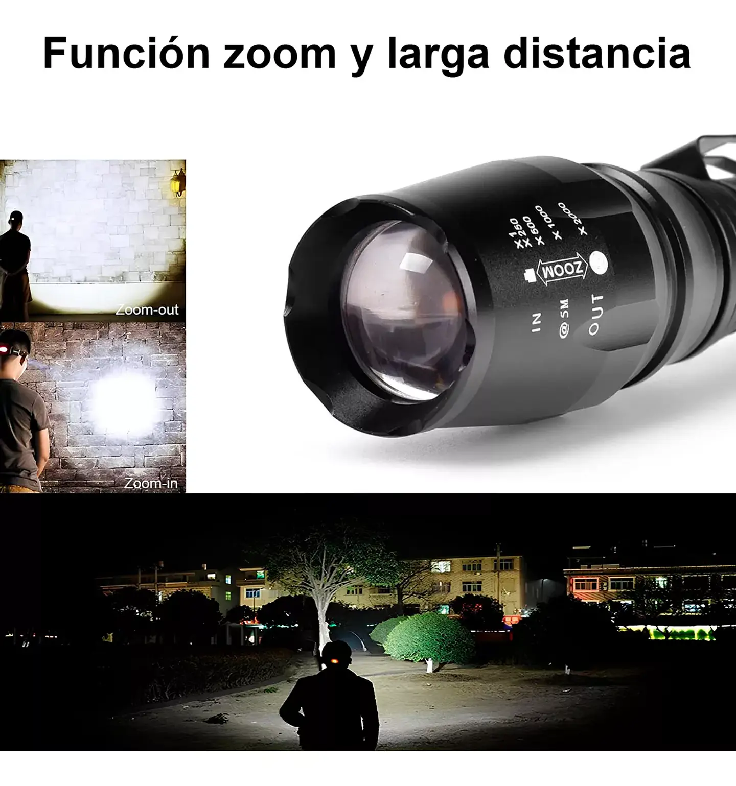 Linterna Led Táctica Zoom Potente Recargable Largo Alcance 2