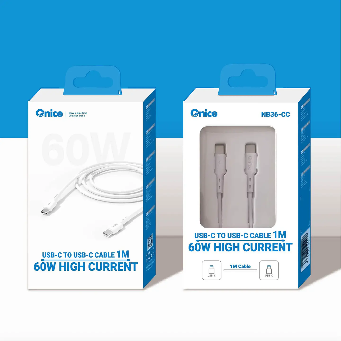 Cable Tipo C a Tipo C Usb C 1 Metro Máximo 60w 3