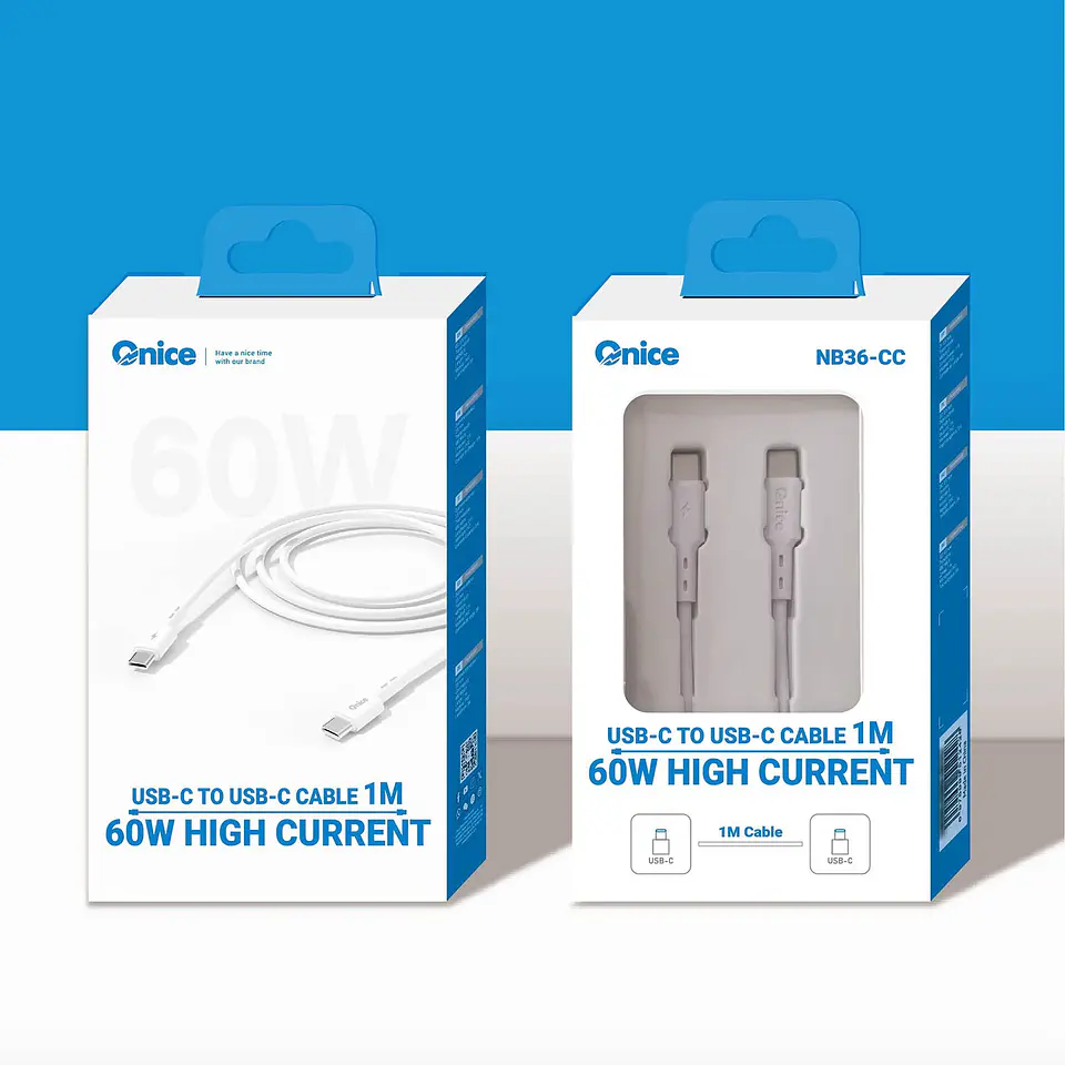 Cable Tipo C a Tipo C Usb C 1 Metro Máximo 60w 3