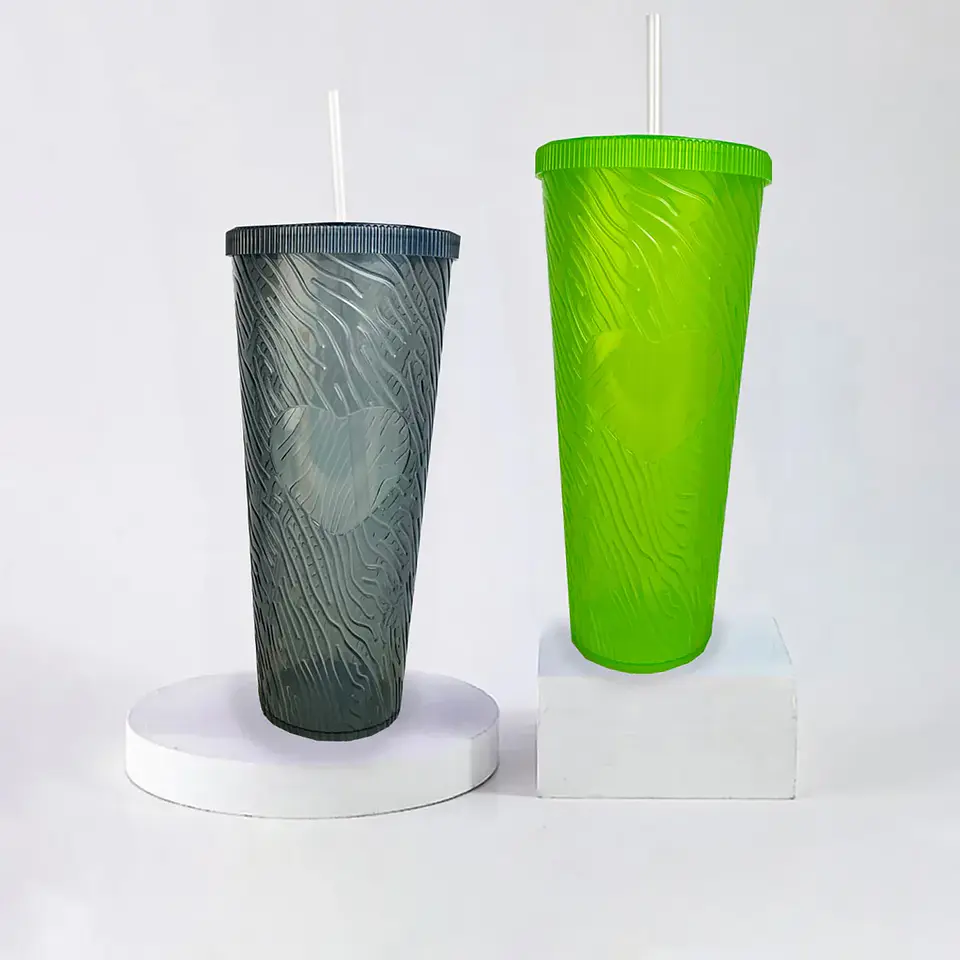 Vasos Grandes 1 Litro Con Tapa Bombilla Reutilizables 2