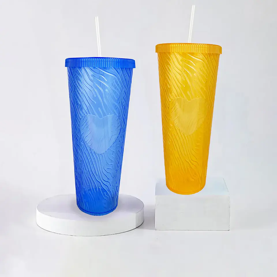 Vasos Grandes 1 Litro Con Tapa Bombilla Reutilizables 6