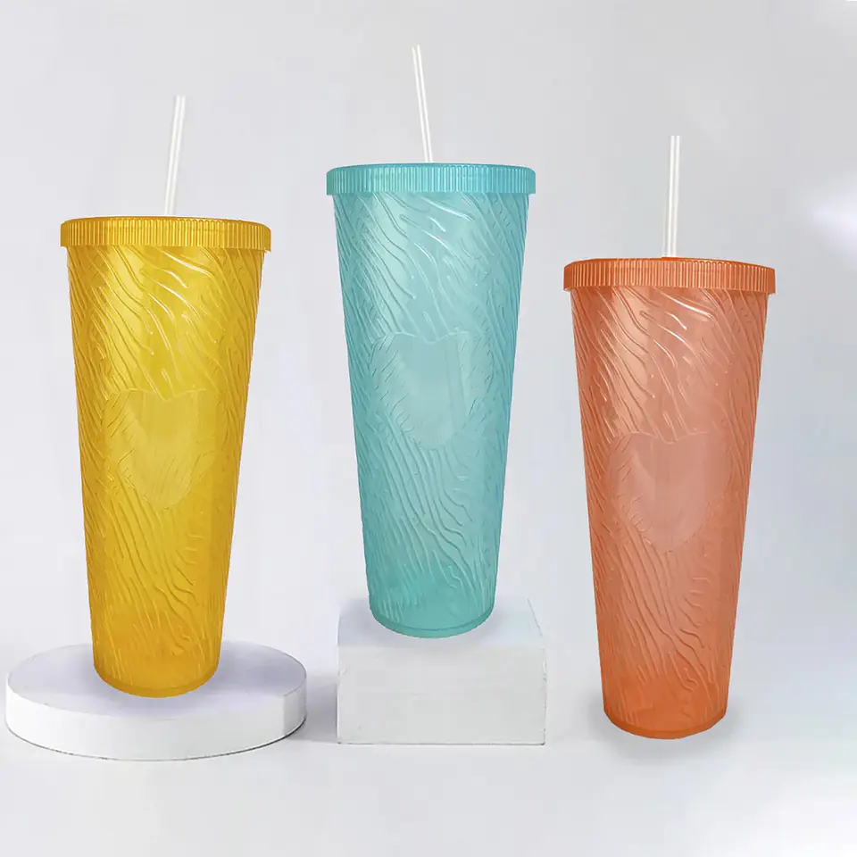 Vasos Grandes 1 Litro Con Tapa Bombilla Reutilizables 3