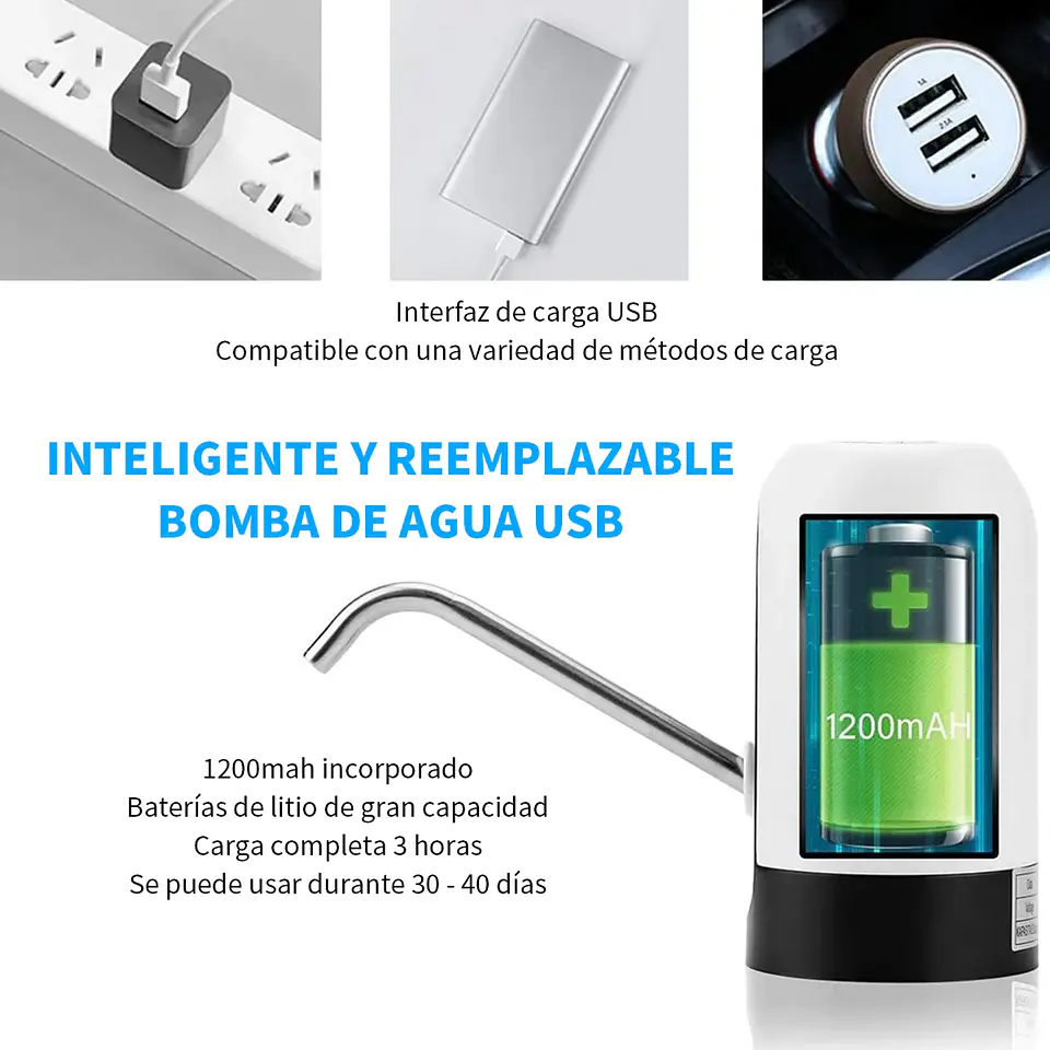 Dispensador De Agua Eléctrico Bomba Para Bidon Recargable 6