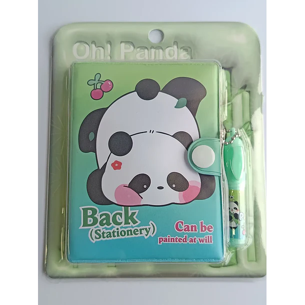 Mini Libreta Con Diseño De Panda Broche Y Lápiz 11 X 8 Cm 4