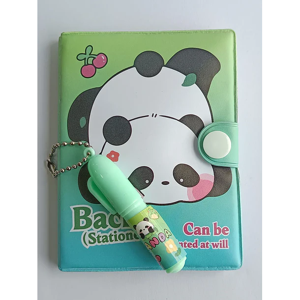 Mini Libreta Con Diseño De Panda Broche Y Lápiz 11 X 8 Cm 3