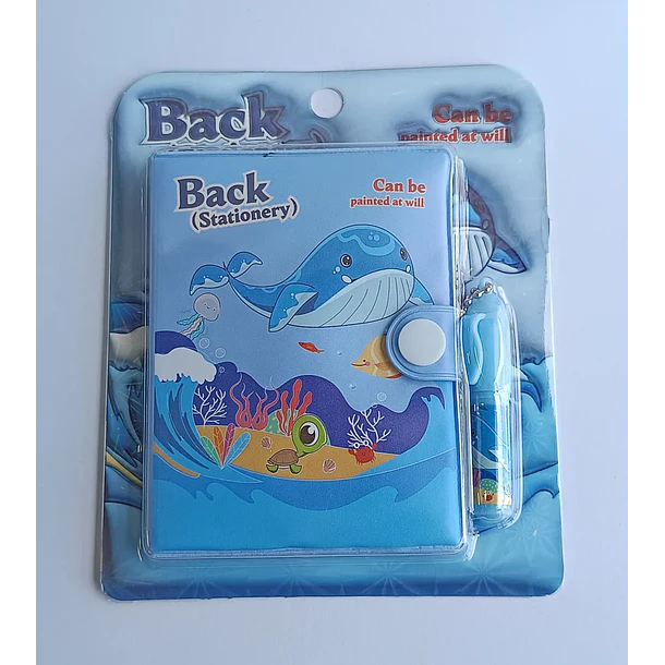Mini Libreta Con Diseño De Ballena Broche Y Lápiz 11 X 8 Cm 4