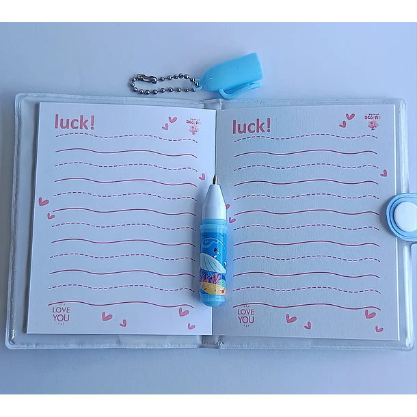 Mini Libreta Con Diseño De Ballena Broche Y Lápiz 11 X 8 Cm 2