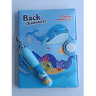 Mini Libreta Con Diseño De Ballena Broche Y Lápiz 11 X 8 Cm 3