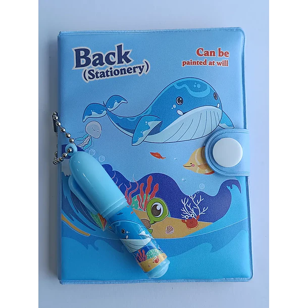 Mini Libreta Con Diseño De Ballena Broche Y Lápiz 11 X 8 Cm 3