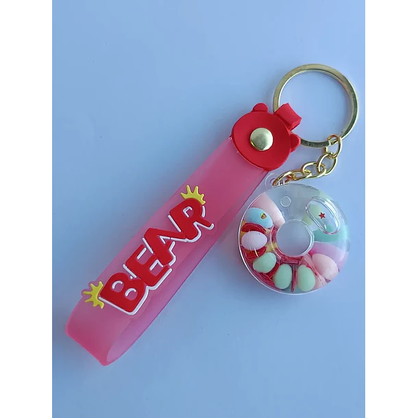 Llavero Diseño De Dona 6 Colores Diferentes - Rojo