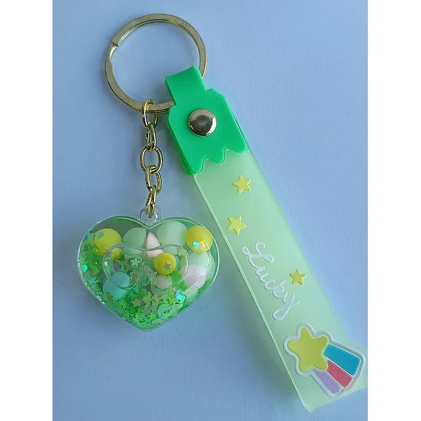 Llavero Diseño De Corazón 6 Colores Diferentes - Verde