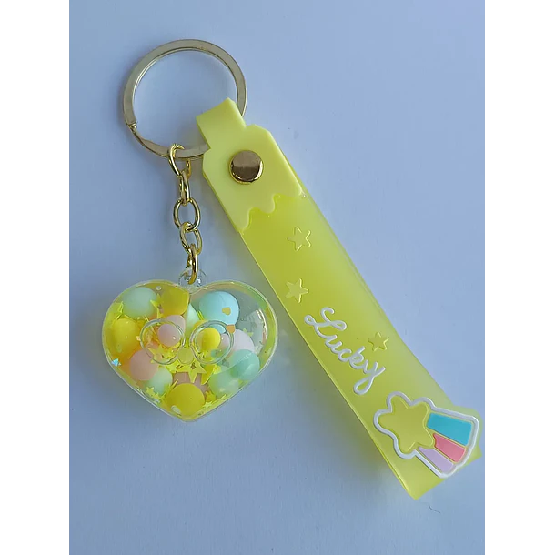 Llavero Diseño De Corazón 6 Colores Diferentes - Aamarillo
