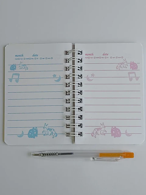 Mini Libreta Con Diseño De Gato Espiral y Lápiz 11 X 8 Cm
