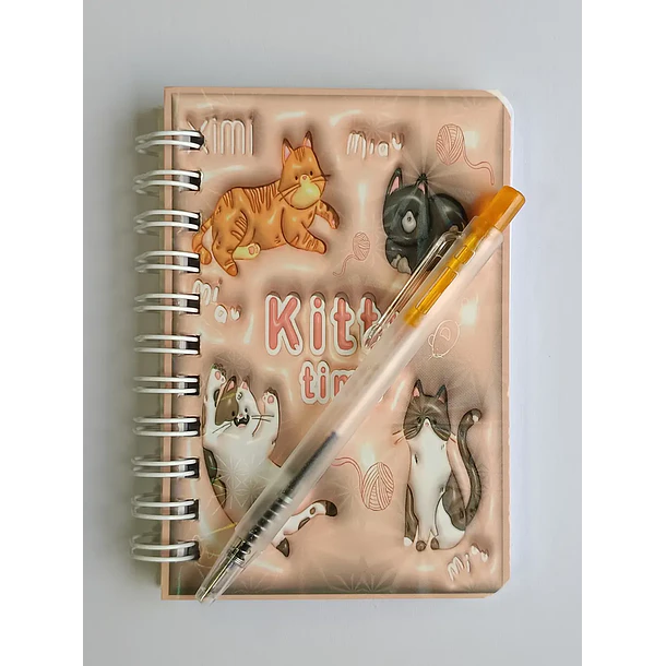 Mini Libreta 3D Diseño De Gato Espiral y Lápiz 11 X 8 Cm 3