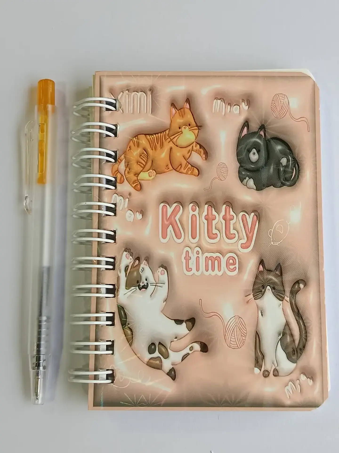 Mini Libreta Con Diseño De Gato Espiral y Lápiz 11 X 8 Cm 4