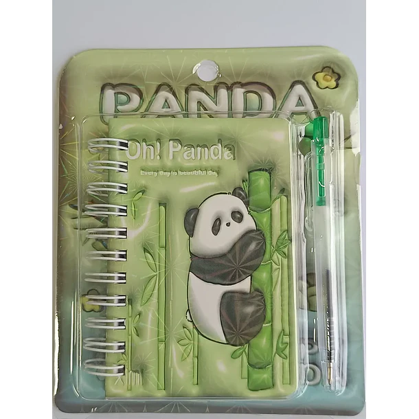 Mini Libreta 3d Diseño De Panda Espiral Y Lápiz 11 X 8 Cm 4