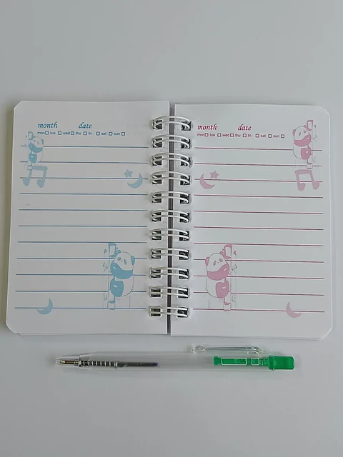 Mini Libreta Con Diseño De Panda Espiral Y Lápiz 11 X 8 Cm