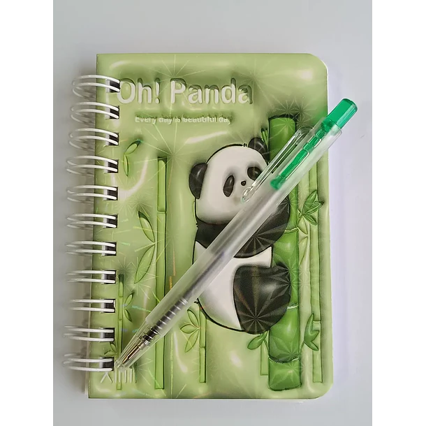 Mini Libreta 3d Diseño De Panda Espiral Y Lápiz 11 X 8 Cm 3