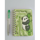 Mini Libreta 3d Diseño De Panda Espiral Y Lápiz 11 X 8 Cm 1