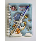 Mini Libreta 3d Diseño Astronauta Espiral Y Lápiz 11 X 8 Cm 3