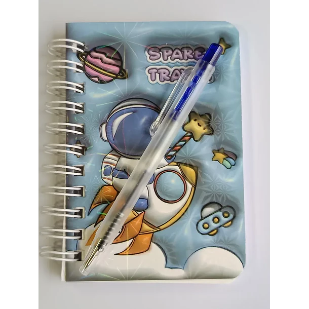Mini Libreta 3d Diseño Astronauta Espiral Y Lápiz 11 X 8 Cm 3