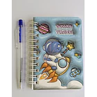 Mini Libreta 3d Diseño Astronauta Espiral Y Lápiz 11 X 8 Cm 1