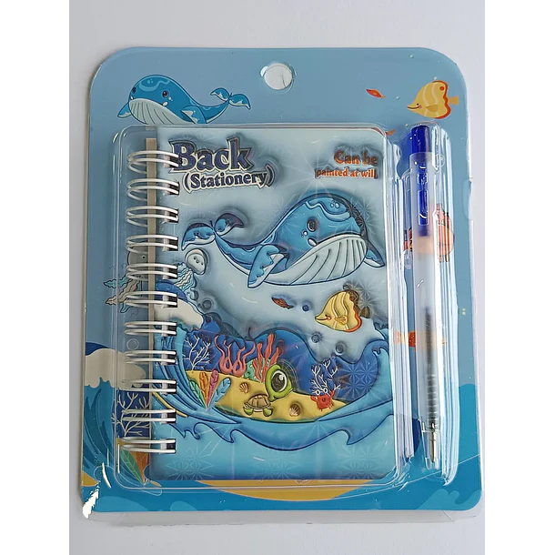 Mini Libreta 3d Diseño De Ballena Espiral Y Lápiz 11 X 8 Cm 4