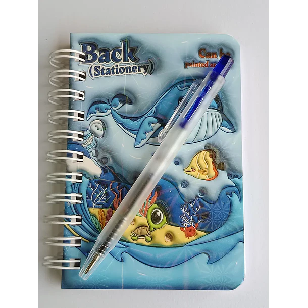 Mini Libreta 3d Diseño De Ballena Espiral Y Lápiz 11 X 8 Cm 3