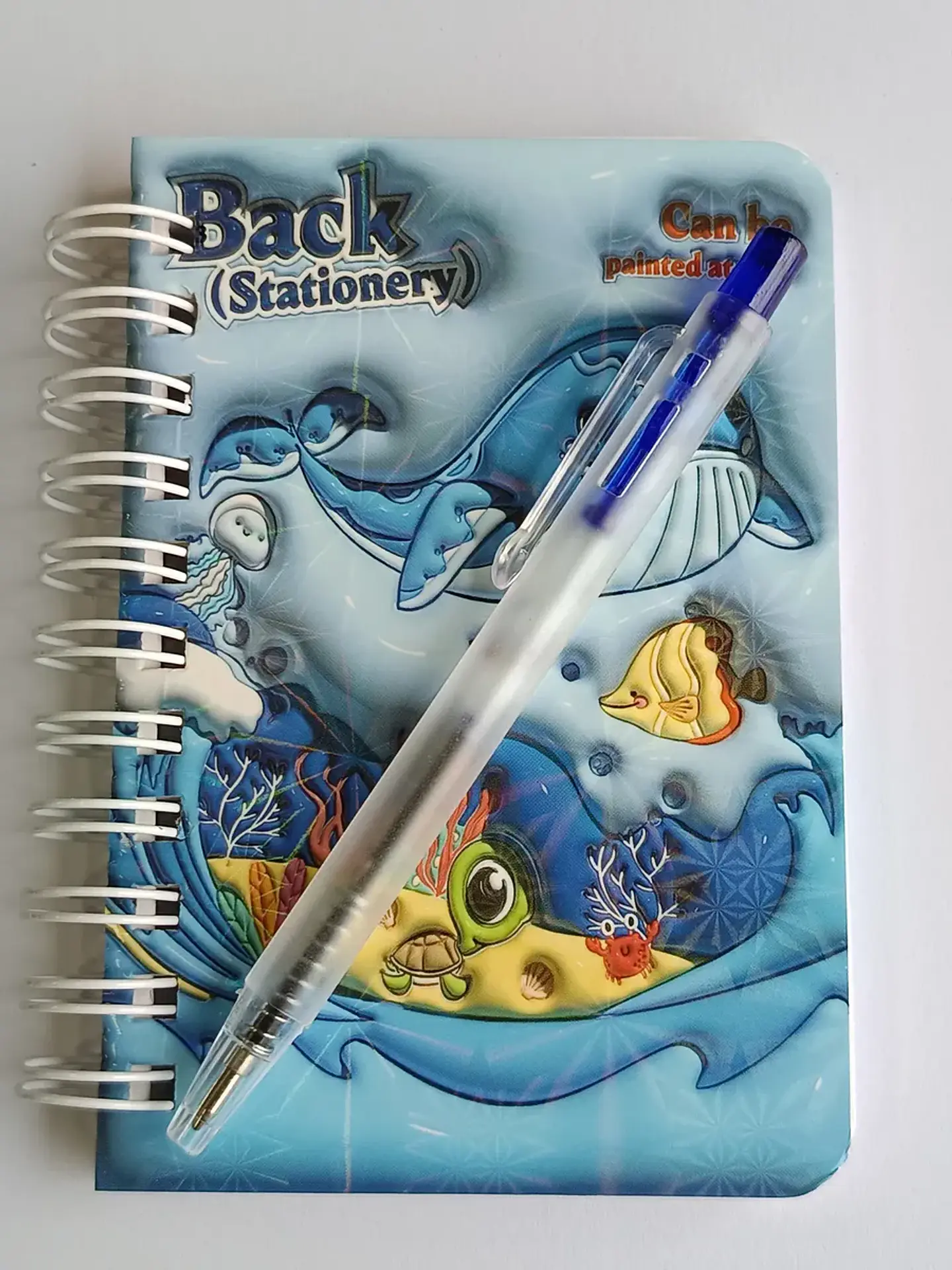 Mini Libreta Con Diseño De Ballena Espiral Y Lápiz 11 X 8 Cm 3