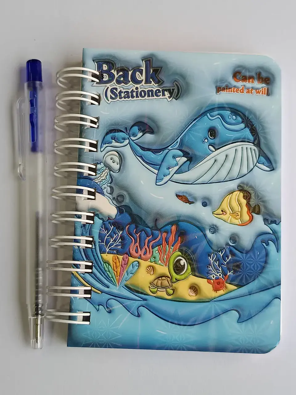 Mini Libreta Con Diseño De Ballena Espiral Y Lápiz 11 X 8 Cm 1