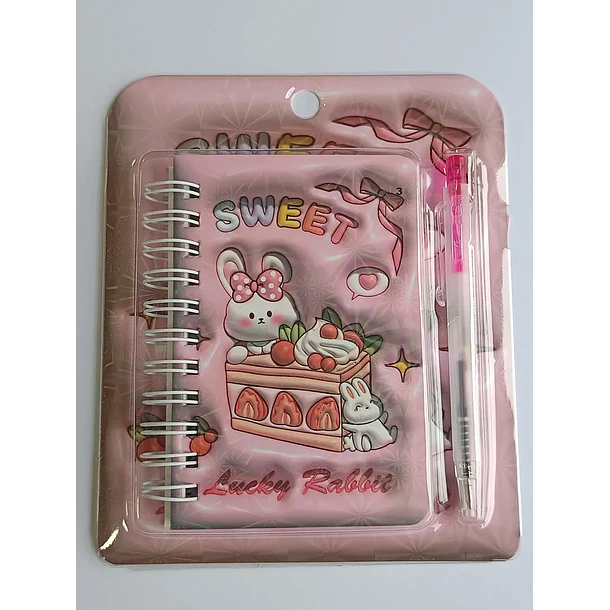 Mini Libreta 3d Diseño De Conejo Espiral Y Lápiz 11 X 8 Cm 4