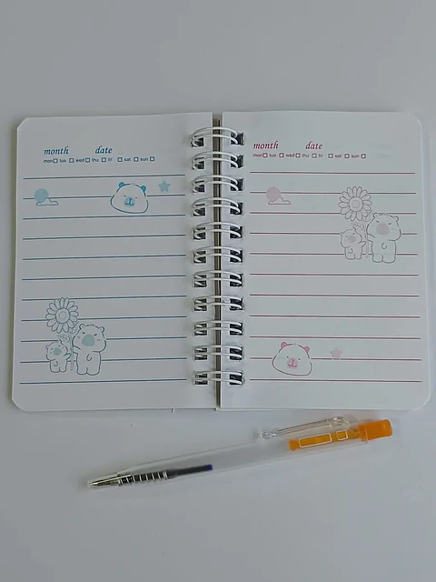 Mini Libreta Con Diseño De Capibara Espiral Y Lápiz 11 X 8 Cm