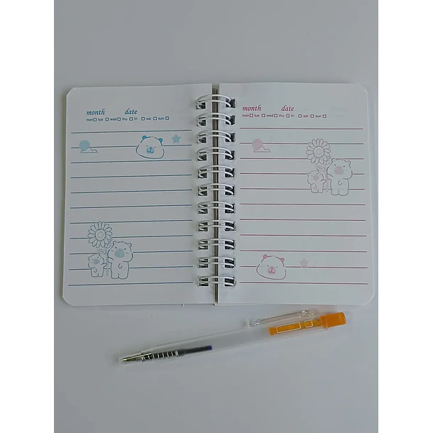 Mini Libreta 3d Diseño De Capibara Espiral Y Lápiz 11 X 8 Cm