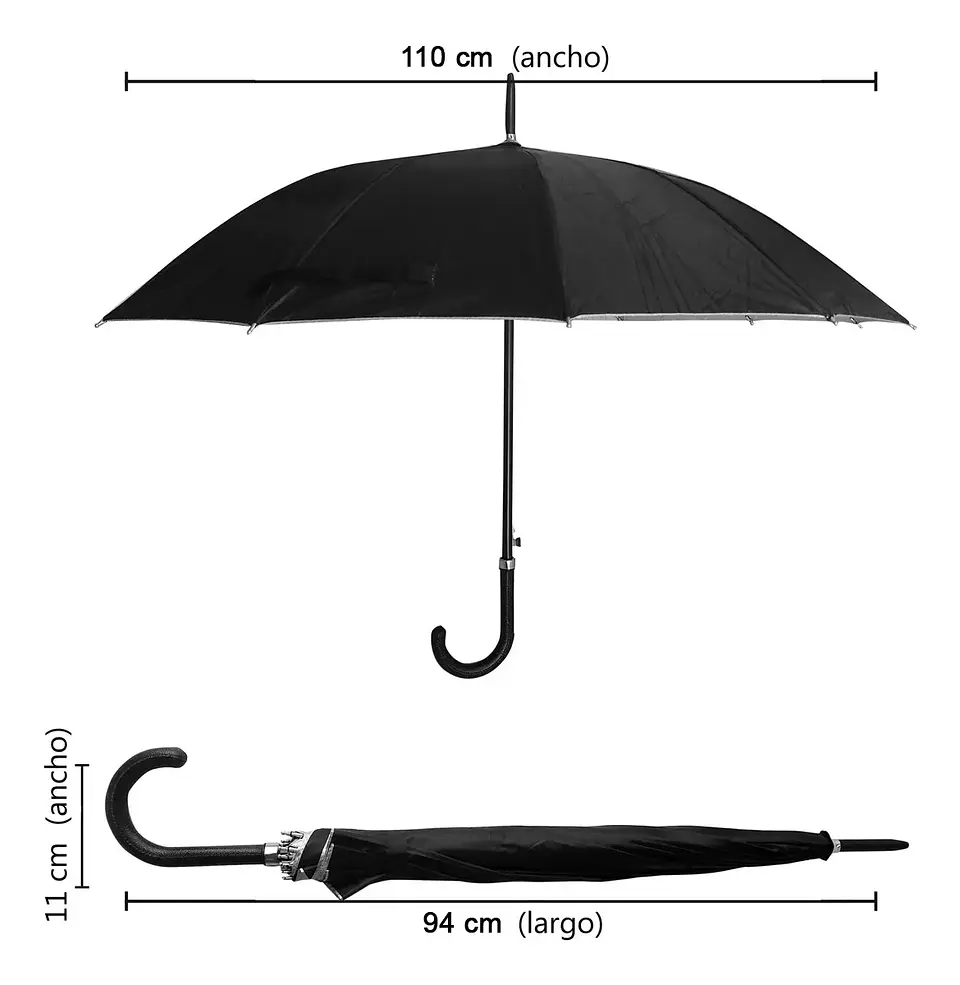 Paraguas Grande Hombre Mujer Resistente 110 Cm De Ancho 3