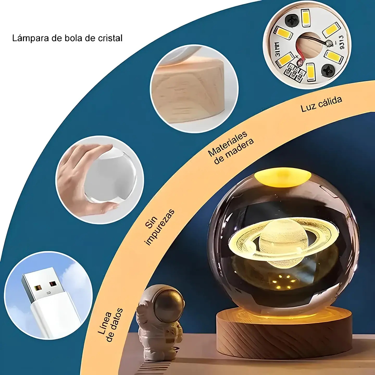 Lámpara Led Bola De Cristal 3D Diferentes Diseños 25