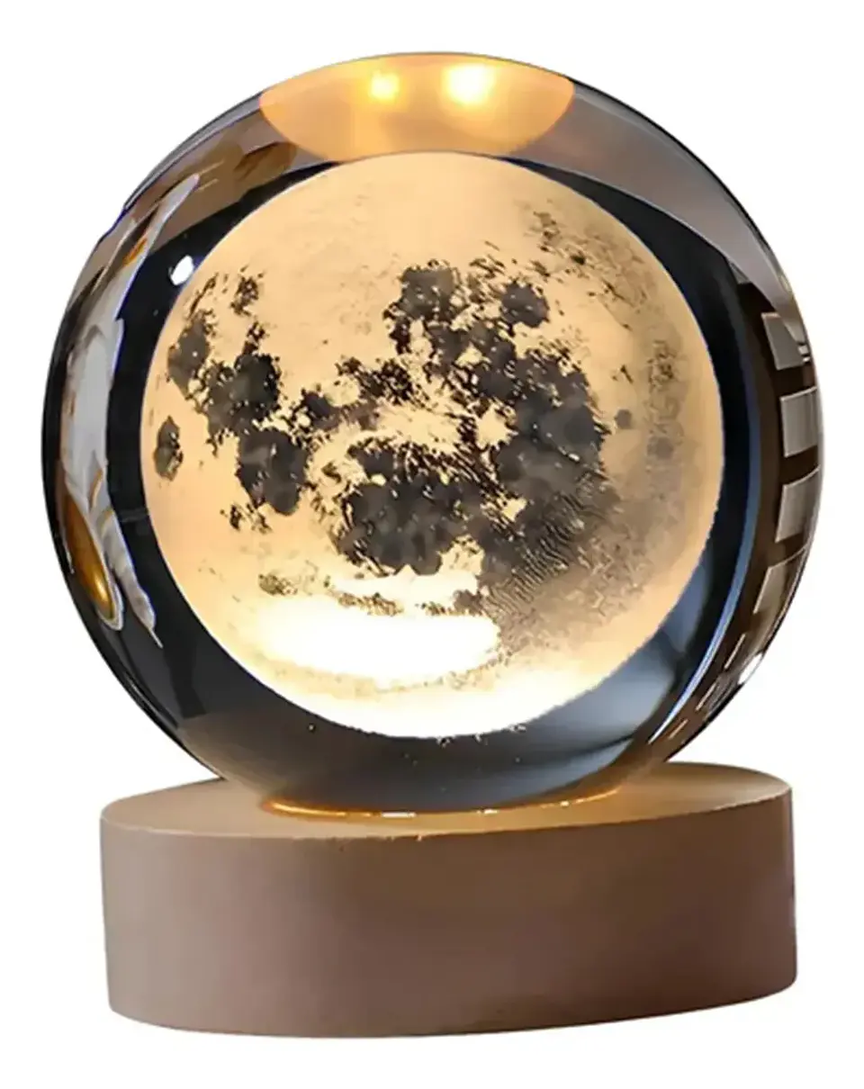 Lámpara Led Bola De Cristal 3D Diferentes Diseños 3